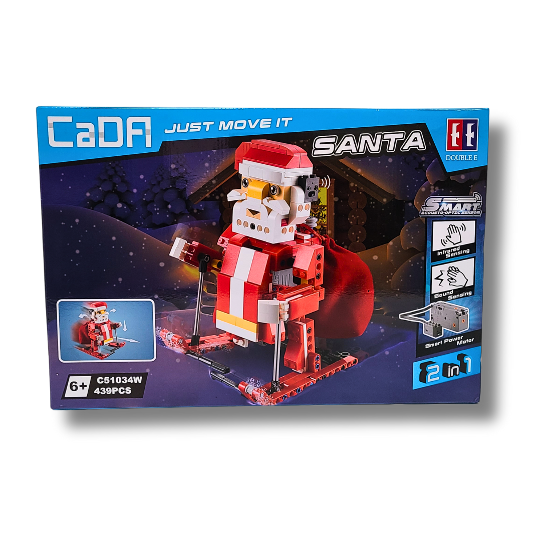 CaDA Santa Claus 2-in-1 Building Set with Motion, Sound, Lights & Sleigh – 439 Pieces