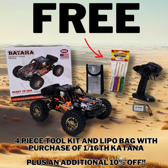 1/16th Brushless Katana RC Bundle with Free Tool Set and LiPo Bag