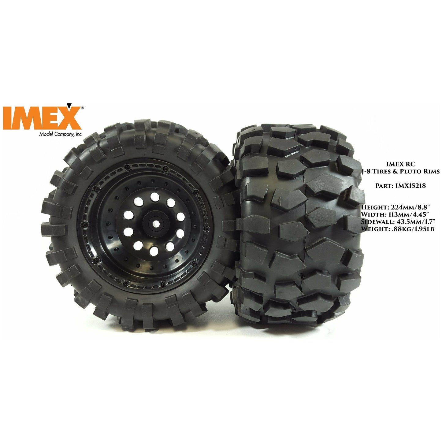 J-8 Tires & Pluto Rims with Beadlocks 24mm Hex (1 Pair) (Choose Color Combos)