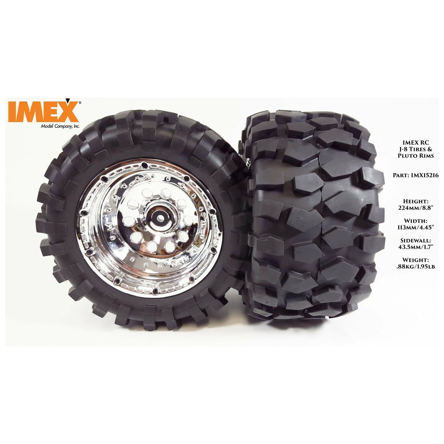 J-8 Tires & Pluto Rims with Beadlocks 24mm Hex (1 Pair) (Choose Color Combos)