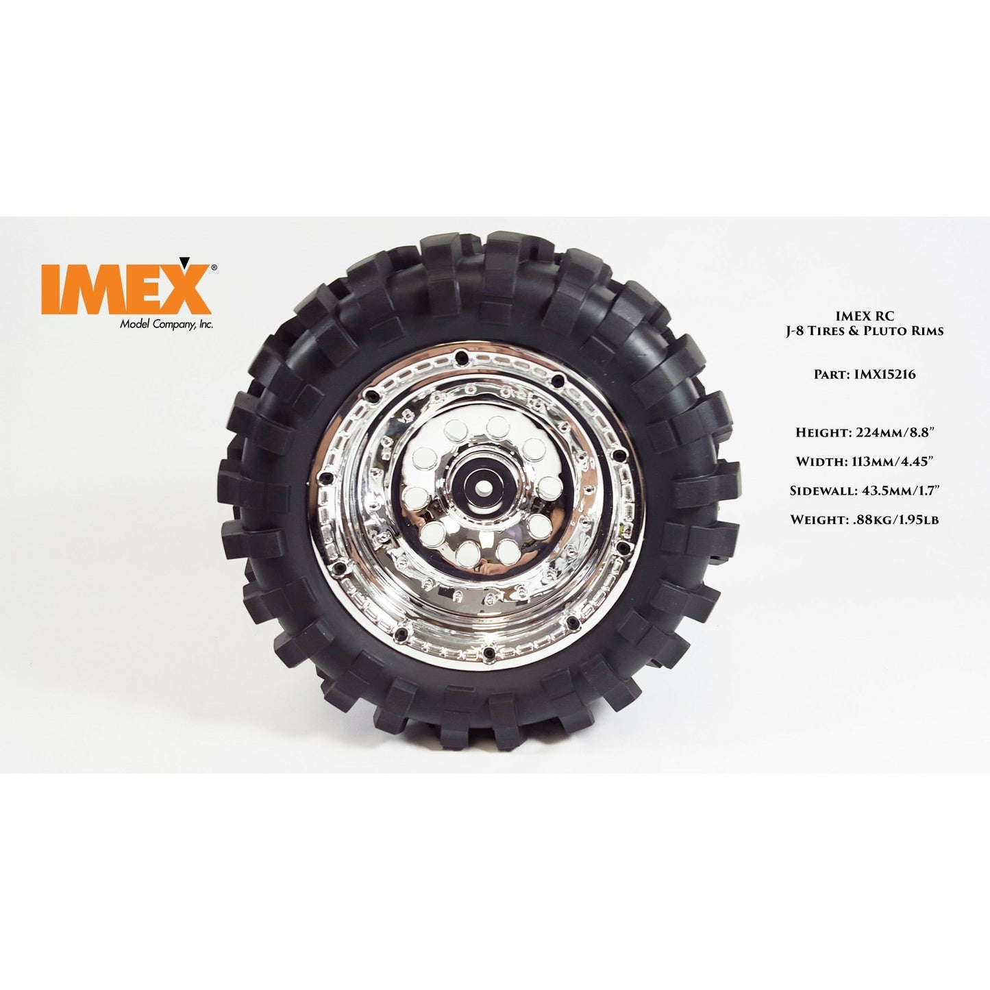 J-8 Tires & Pluto Rims with Beadlocks 24mm Hex (1 Pair) (Choose Color Combos)