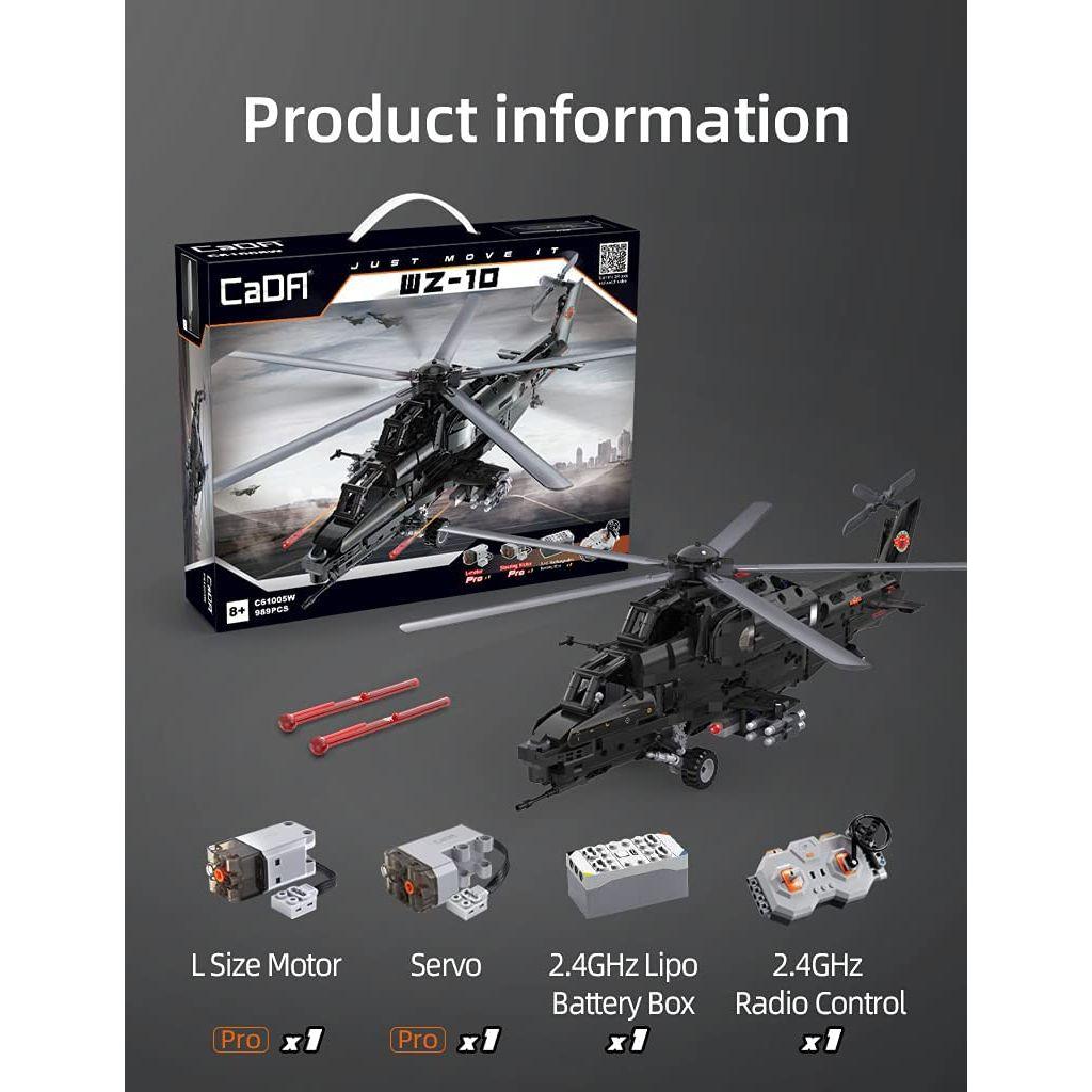 CaDA WZ10 Military Helicopter Remote Controlled Brick Building Set 989 Pieces