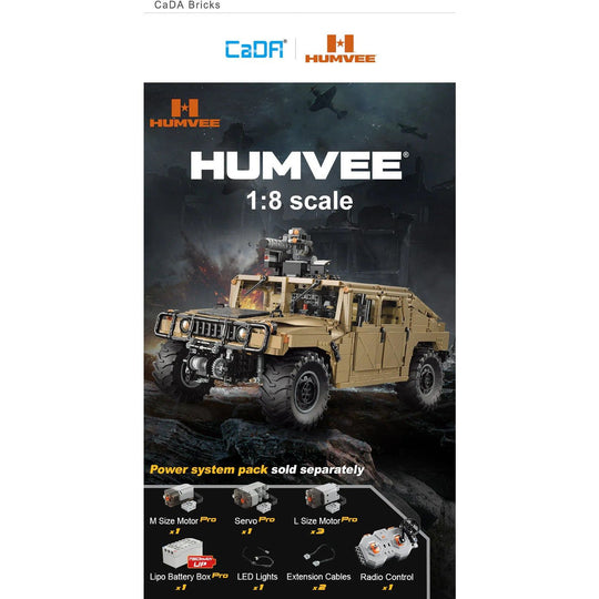 CaDA 1:8 Scale Humvee Off-Road Vehicle (Non-Motorized) Brick Building Set 3,935 Pieces