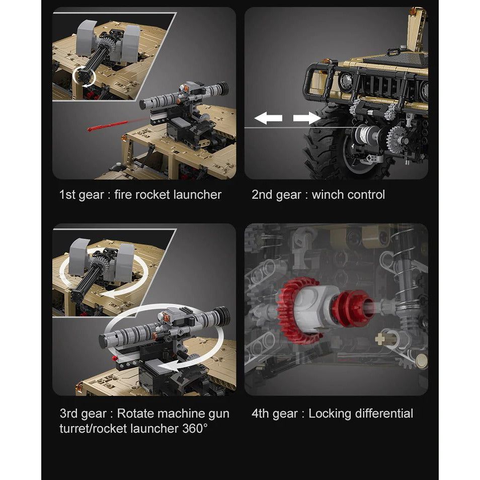 CaDA 1:8 Scale Humvee Off-Road Vehicle (Non-Motorized) Brick Building Set 3,935 Pieces