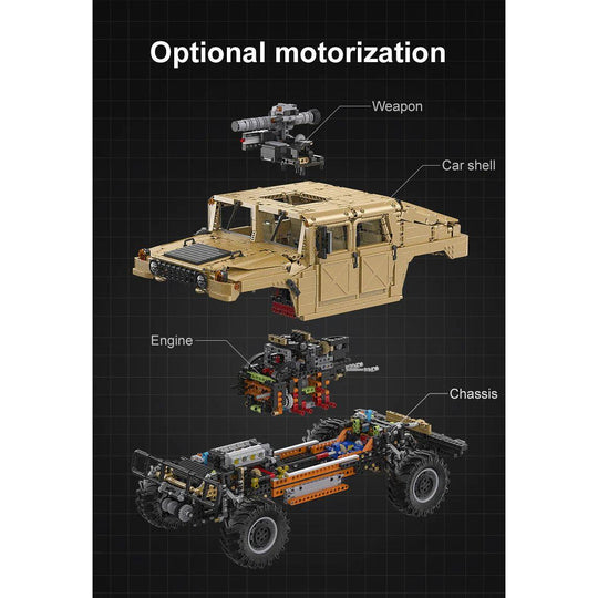 CaDA 1:8 Scale Humvee Off-Road Vehicle (Non-Motorized) Brick Building Set 3,935 Pieces