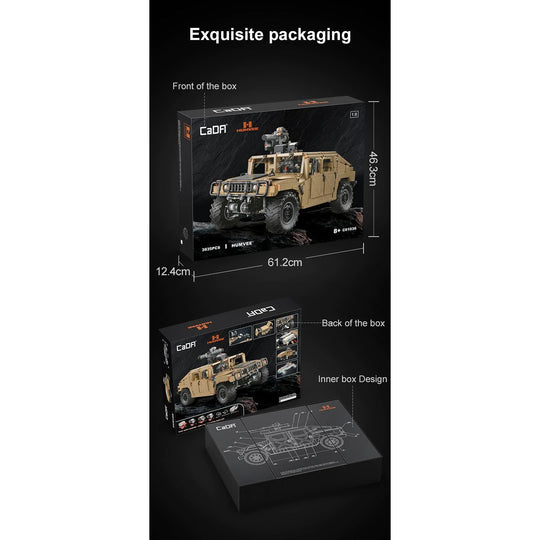 CaDA 1:8 Scale Humvee Off-Road Vehicle (Non-Motorized) Brick Building Set 3,935 Pieces