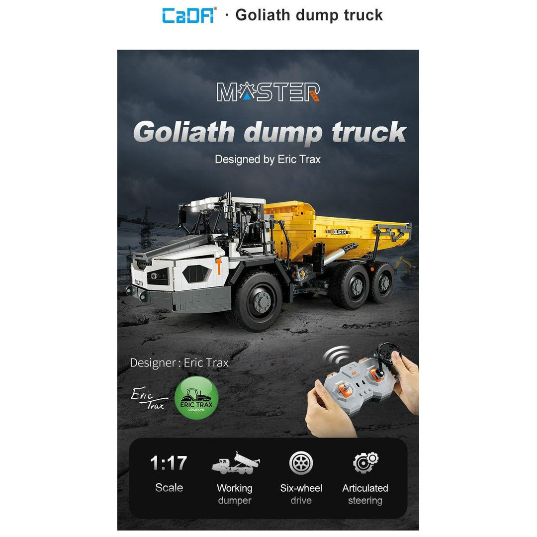 CaDA Articulated Dump Truck Remote Controlled Construction Series 1:17 Scale Brick Building Set 3,067 Pieces