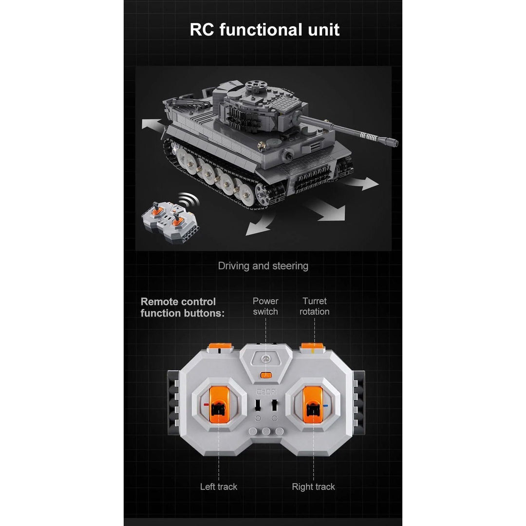 CaDA Masters WWII German Tiger Tank Remote Controlled Brick Building Set 925 Pieces