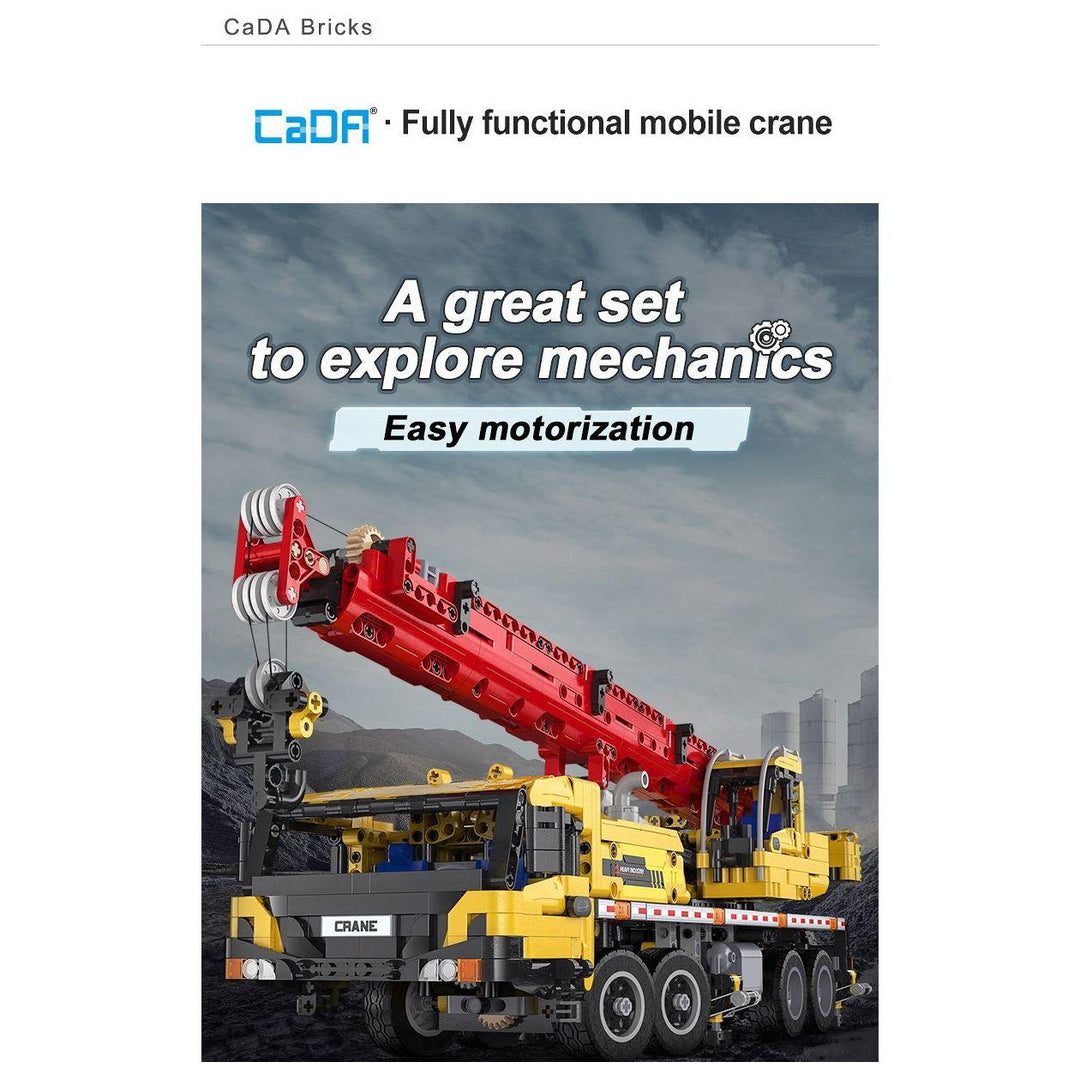 CaDA Mobile Extension Crane Construction Series (Non-Motorized) Brick Building Set 1,831 Pieces