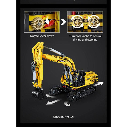 CaDA Full Function Excavator Construction Series (Non-Motorized) Brick Building Set 1,702 Pieces