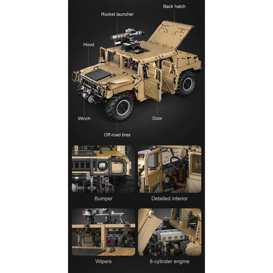 CaDA 1:8 Scale Humvee Off-Road Vehicle (Non-Motorized) Brick Building Set 3,935 Pieces