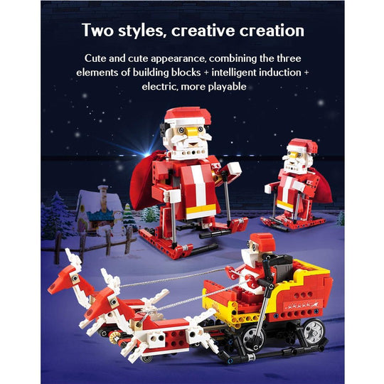 CaDA Santa Claus 2-in-1 Building Set with Motion, Sound, Lights & Sleigh – 439 Pieces