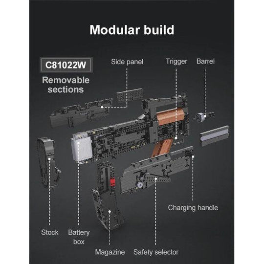 CaDA Model Bullpup Rifle Motorized Brick Building Set 1,504 Pieces