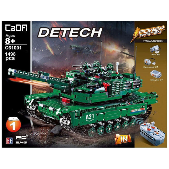 CaDA 2in1 M1A2 Abrams U.S. Main Battle Tank or Anti-Aircraft Gun Remote Controlled Brick Building Set 1,498 Pieces