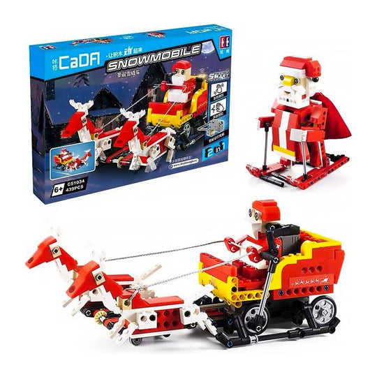 CaDA Santa Claus 2-in-1 Building Set with Motion, Sound, Lights & Sleigh – 439 Pieces